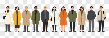 Group Of Cartoon People Standing Together PNG