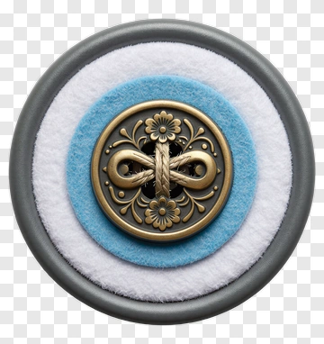 Ornamental Metal Button With Flower Design PNG