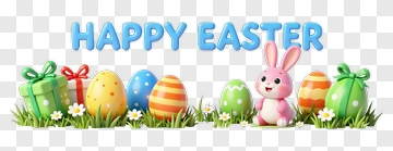 Happy Easter With Bunny And Eggs PNG