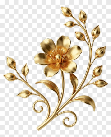 Golden Flower Ornament PNG