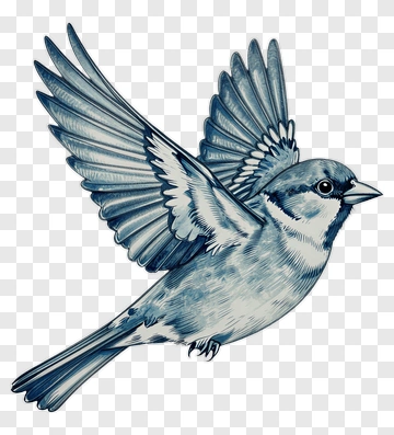 Blue And White Bird In Flight PNG