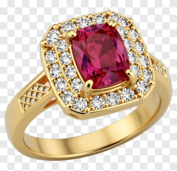 Gold Ring With Ruby And Diamonds PNG