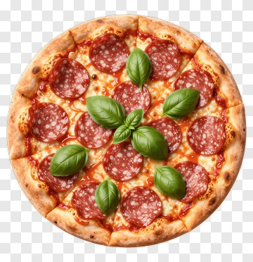 Pepperoni Pizza With Fresh Basil PNG
