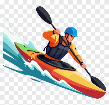 Kayaker Paddling In A Colorful Kayak PNG