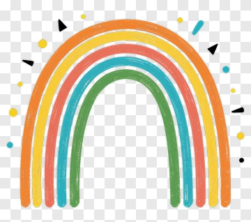 Colorful Rainbow With Dots And Triangles PNG