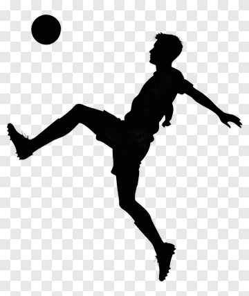 Silhouette Of A Football Player Kicking A Ball PNG