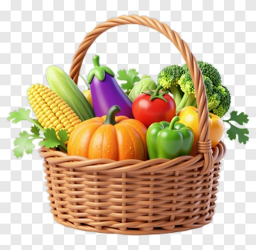 Basket Of Fresh Vegetables PNG