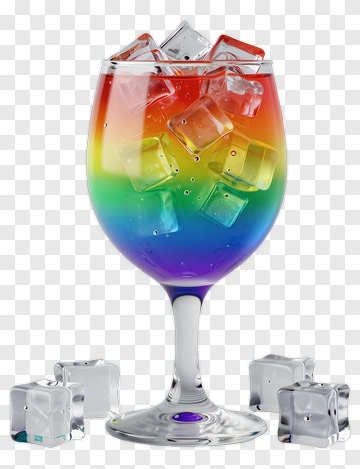 Rainbow Drink In Wine Glass PNG