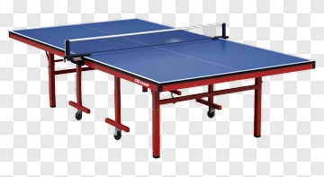 Table Tennis Table With Red Frame And Blue Surface PNG