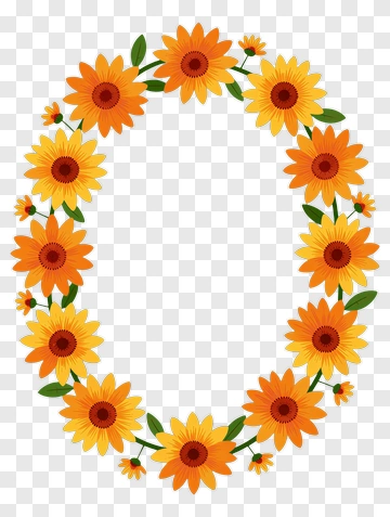 Orange And Yellow Flower Wreath PNG