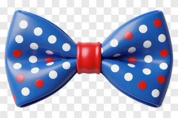 Blue Bow Tie With Red And White Polka Dots PNG