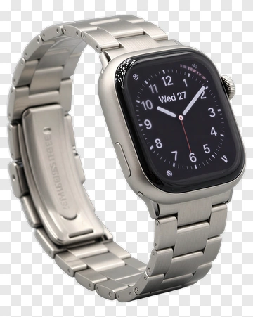 Silver Smartwatch With Metal Band PNG