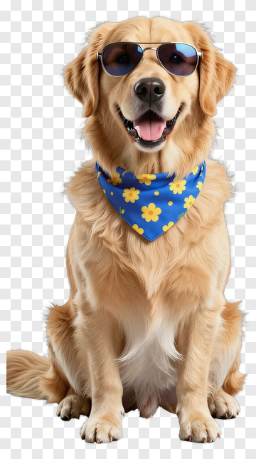 Golden Retriever In Sunglasses And Bandana PNG