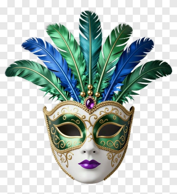 Elegant Venetian Mask With Feathers PNG