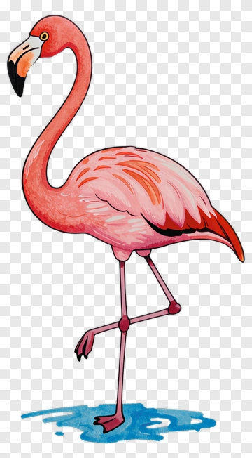 Pink Flamingo Standing In Water PNG