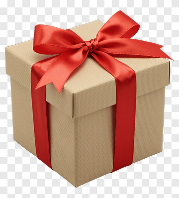 Beige Gift Box With Red Ribbon PNG