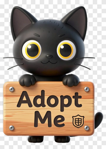 Black Cat Holding Adopt Me Sign PNG