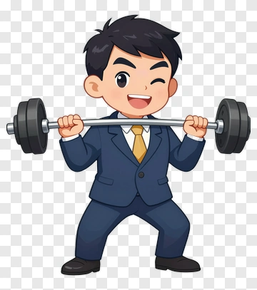 Businessman Lifting Barbell PNG