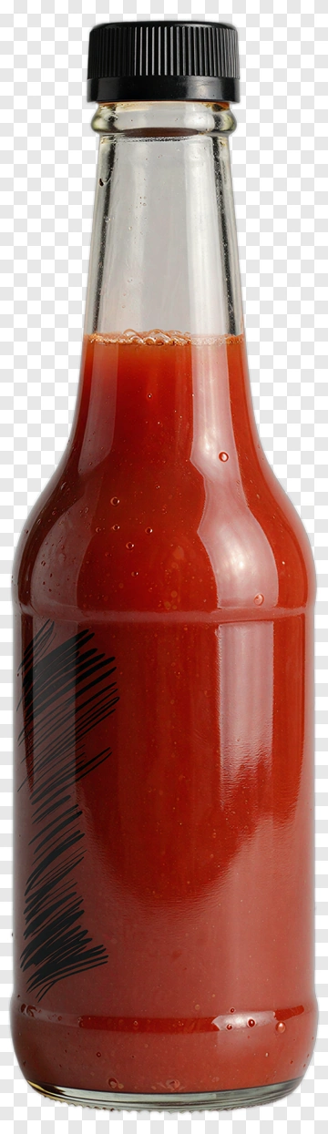 Red Hot Sauce In Glass Bottle PNG