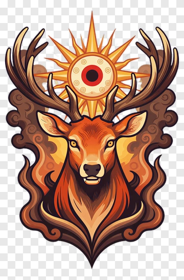 Deer With Sun And Eye PNG