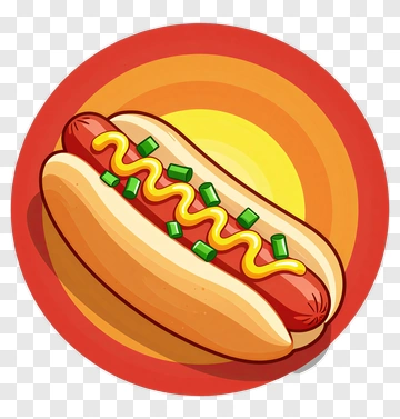Cartoon Hot Dog With Mustard And Chives PNG