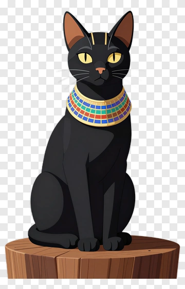 Egyptian Cat With Colorful Collar PNG