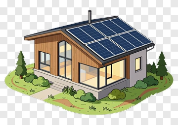 Modern House With Solar Panels PNG