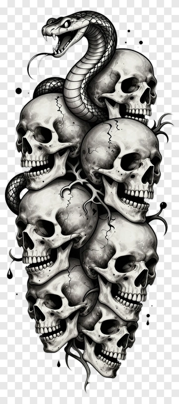 Snake And Skull Tattoo Design PNG