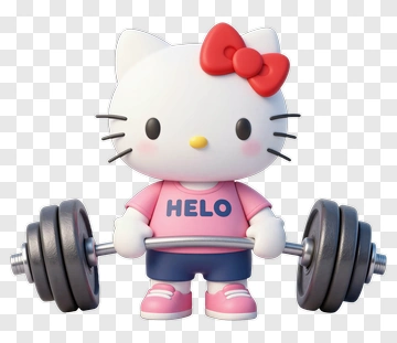 Hello Kitty Lifting Weights PNG