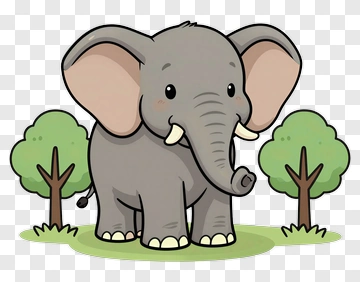Cute Cartoon Elephant PNG