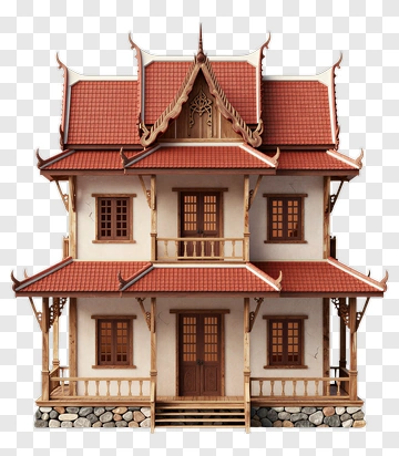 Thai-Style Traditional House Model PNG