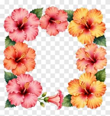 Hibiscus Flower Frame Design PNG