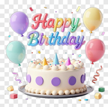 Happy Birthday Cake With Balloons PNG
