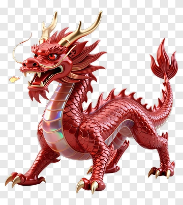 Red Dragon With Gold Accents PNG