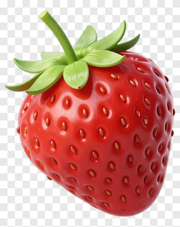 Red Strawberry With Green Leaf PNG