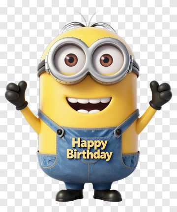 Yellow Minion With Happy Birthday Text PNG