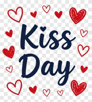 Kiss Day With Red Hearts PNG
