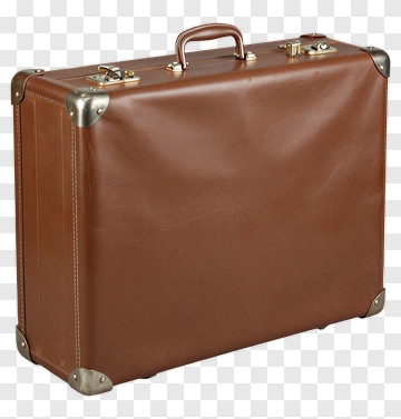 Brown Leather Suitcase With Metal Corners PNG