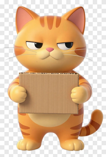 Cartoon Cat Holding Cardboard Box PNG