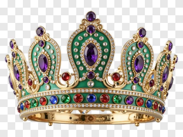 Golden Crown With Emerald And Gemstones PNG