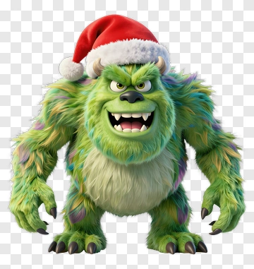 Sulley In Santa Hat PNG