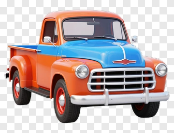 Vintage Orange And Blue Truck PNG