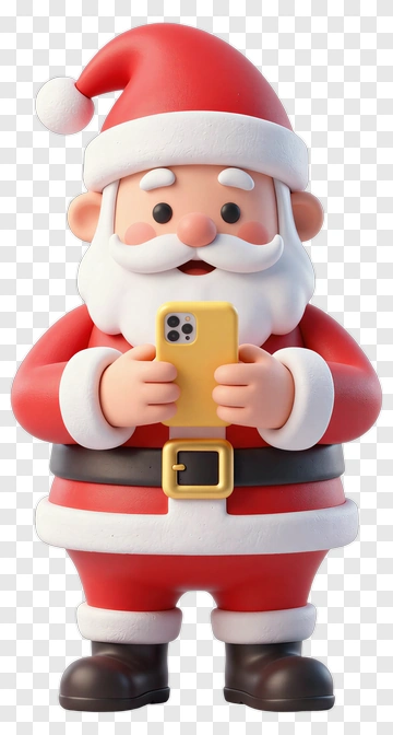 Santa Claus Holding A Phone PNG