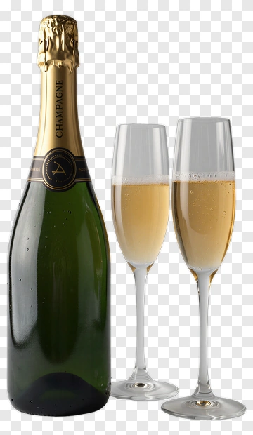 Champagne Bottle And Flutes PNG