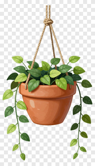 Hanging Plant In Terracotta Pot PNG
