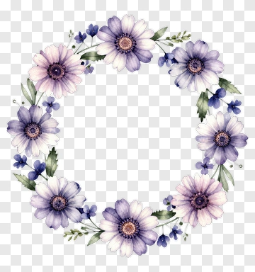 Purple And White Flower Wreath PNG