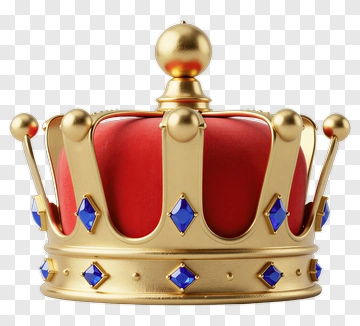 Golden Crown With Red Velvet And Blue Gems PNG