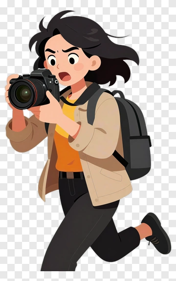 Excited Photographer Capturing Moment PNG