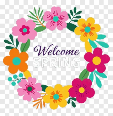Welcome Spring Flower Wreath PNG