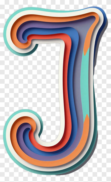 3D Letter J With Color Layers PNG